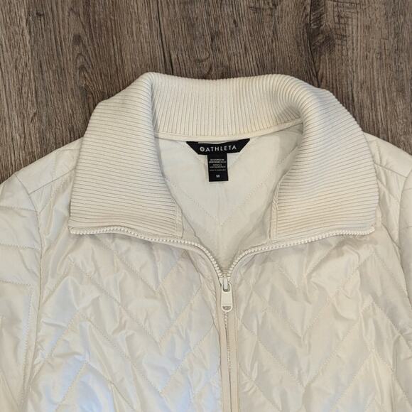 ATHLETA Mendocino Quilted Puffer Coat Magnolia White Midi Length Womens Medium M - Picture 5 of 10